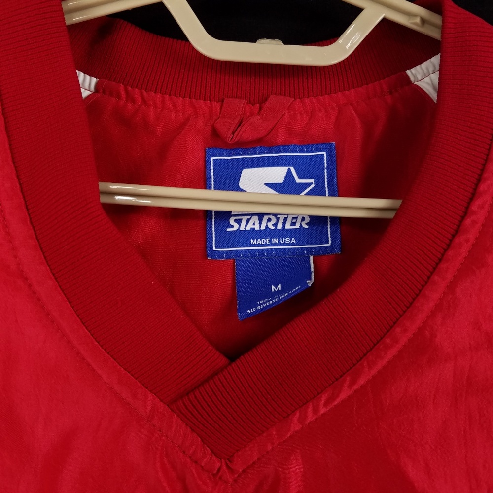 Vintage Blank Plain Red Starter Jacket Windbreaker - Picture 2 of 6